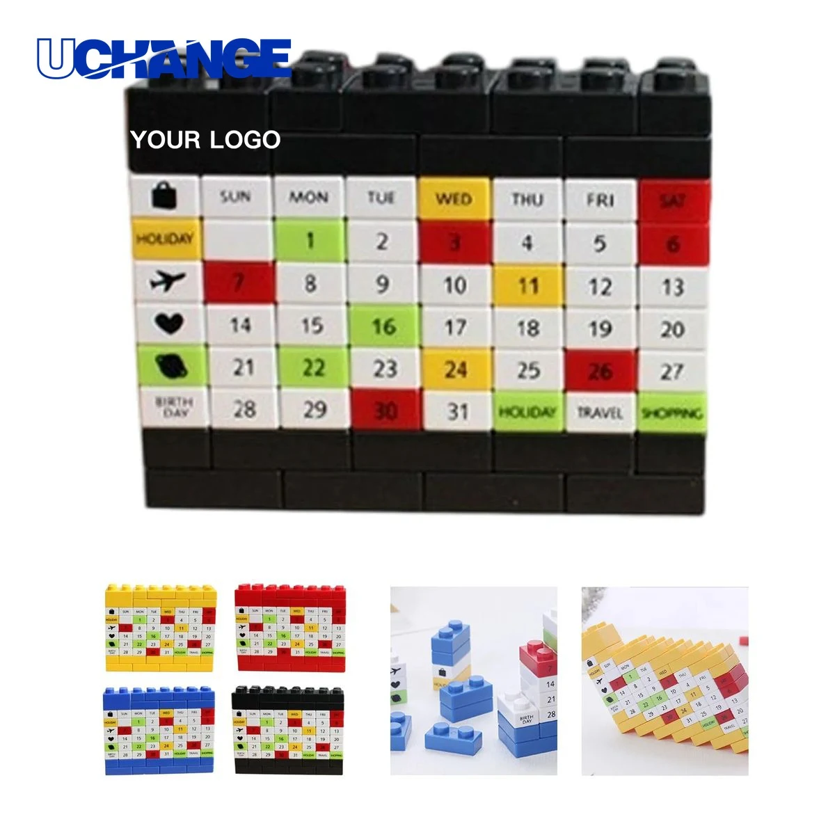 Compact Block Calendar Desk Set with Rearranging Dates 1
