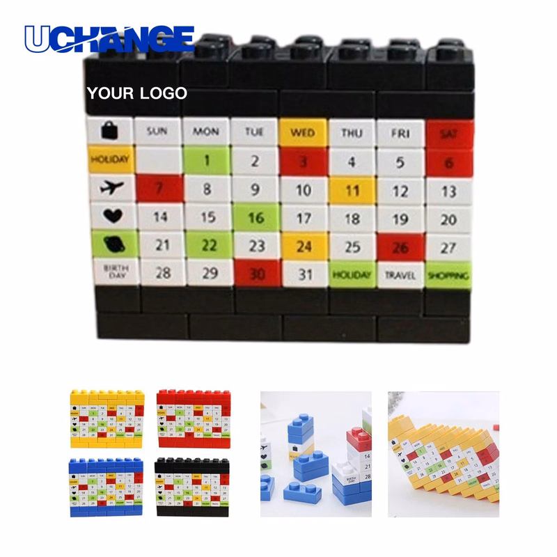 Compact Block Calendar Desk Set with Rearranging Dates