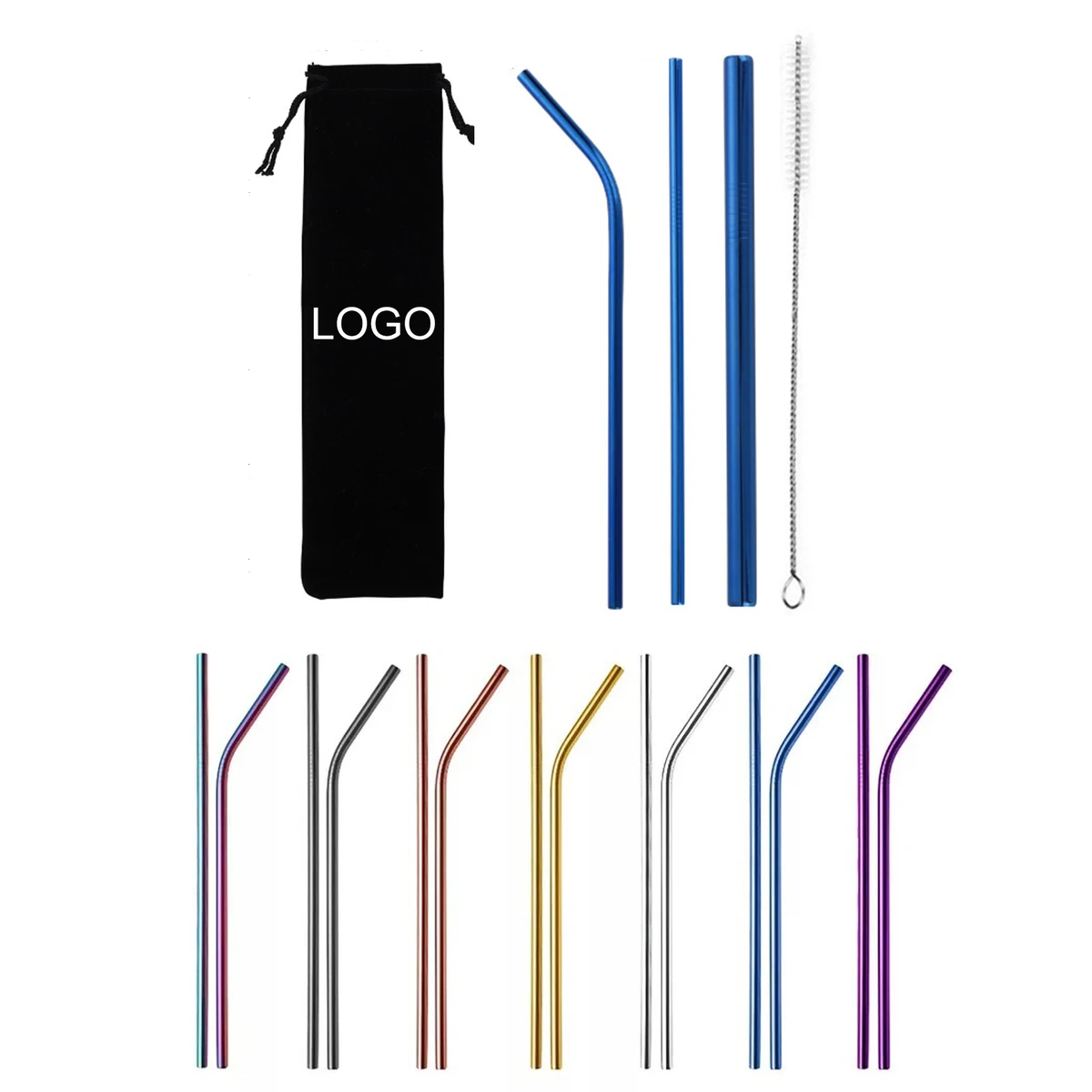 Colorful Stainless Steel Straw Set 1