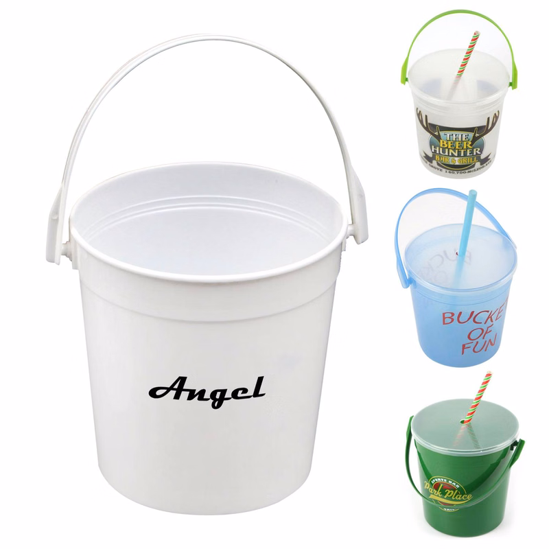 32 Oz Full Color Plastic Punch Pail Drink Bucket
