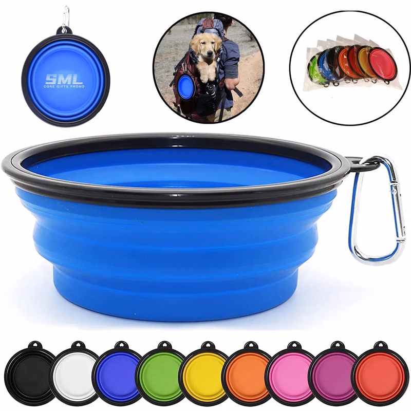 34oz Portable Collapsible Pet Bowl Carabiner Clip