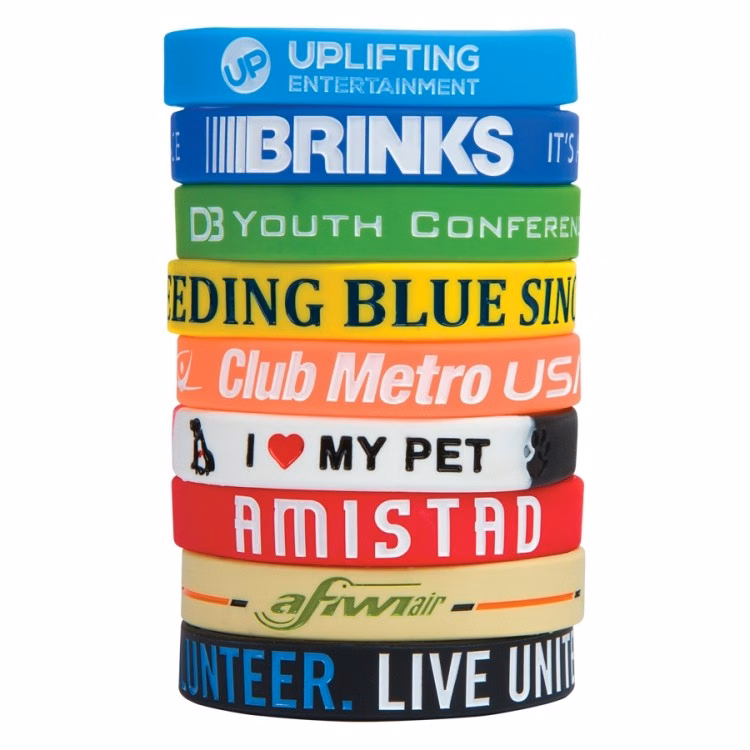 1/2" Debossed Silicone Wristband with Colorfill