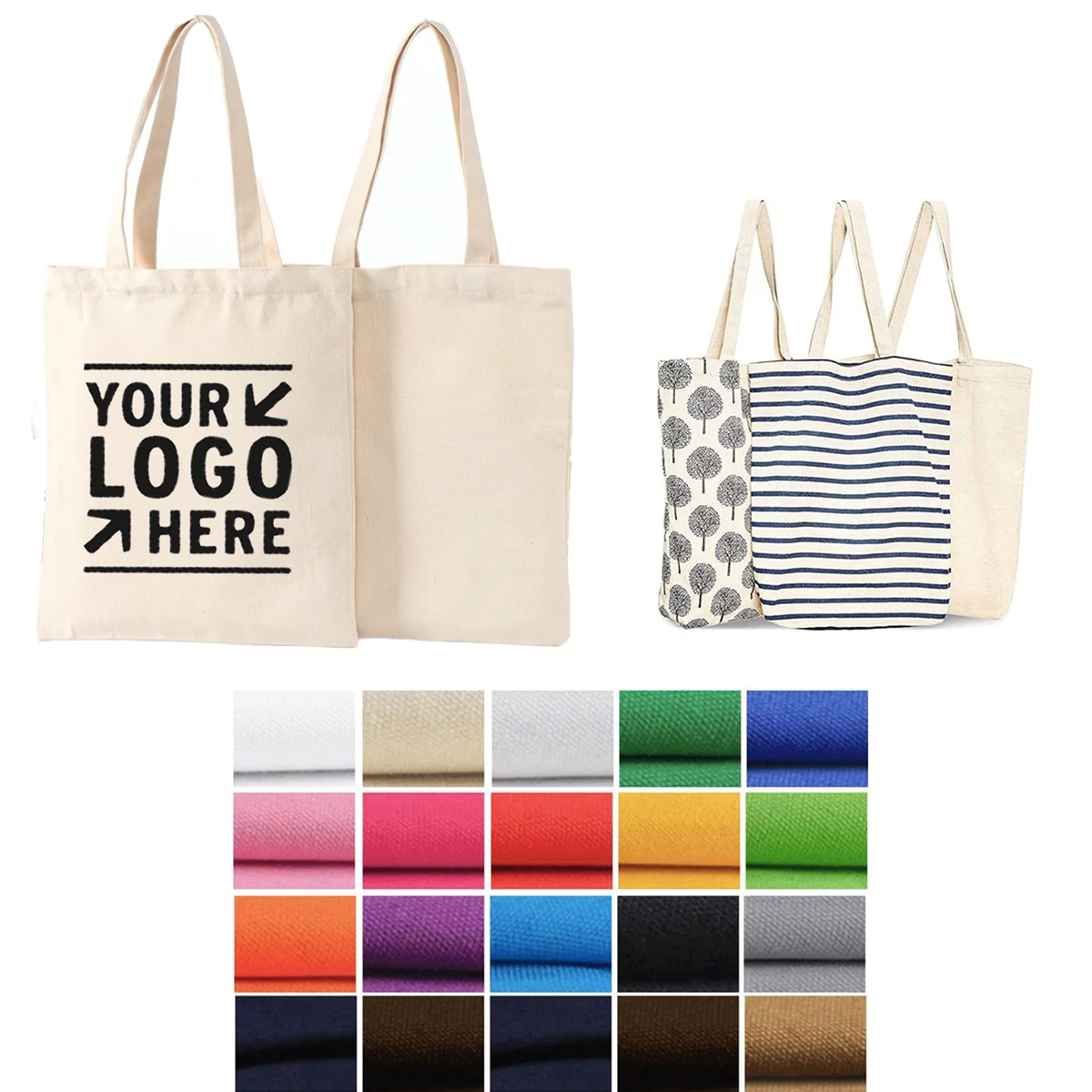 Portable Reusable Cotton Canvas Bags, custom tote bag with logo imprint 1