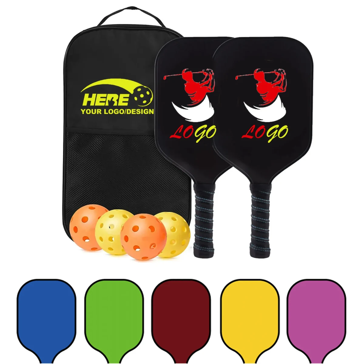 Premium Pickle Ball Paddles Set of 2 Racket Carrying Bag 1