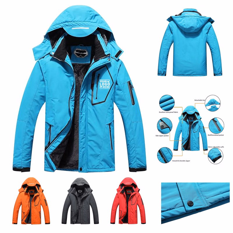 Men's Waterproof Adjustable Ski Jacket Warm Winter Snow Coat Hooded Raincoat