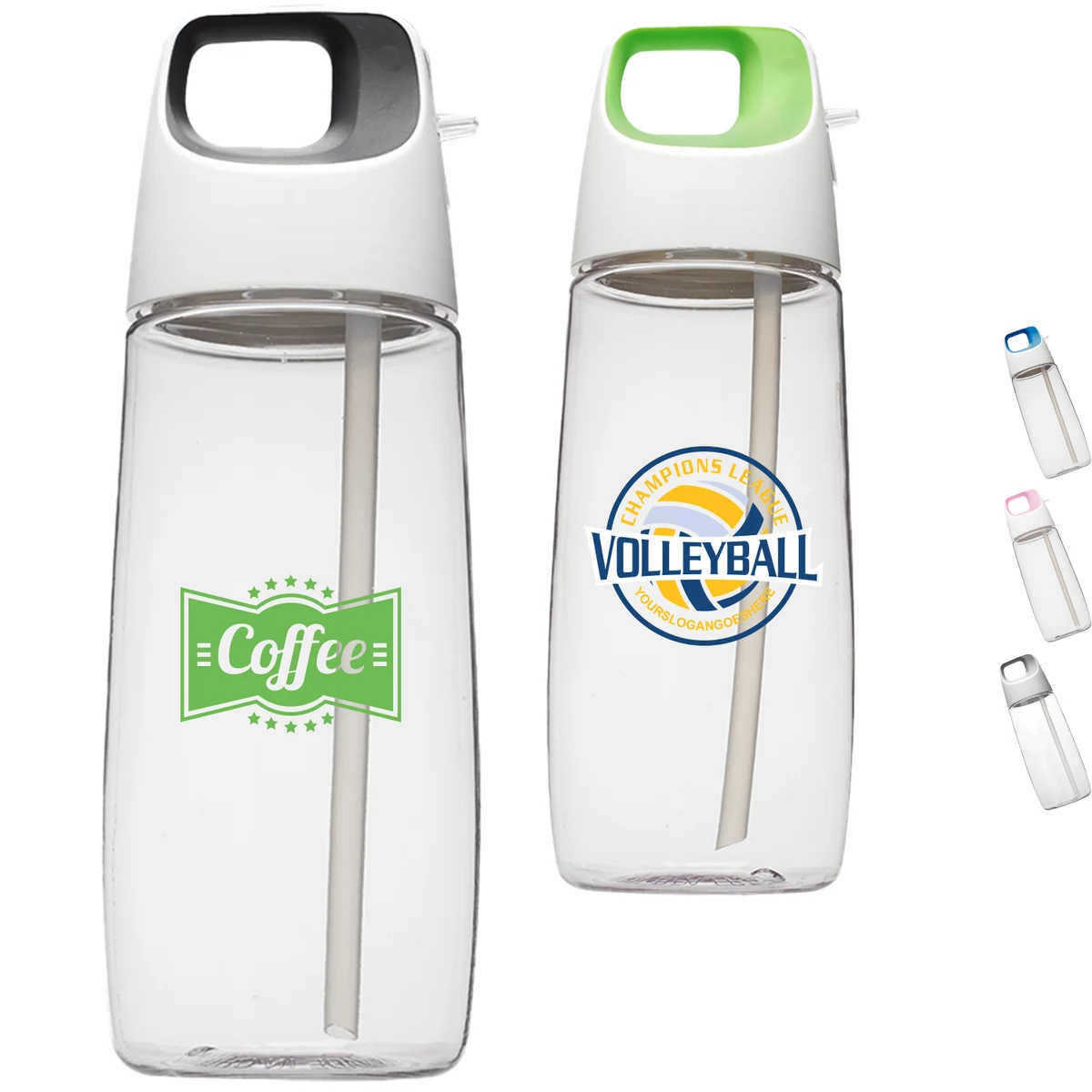 27 oz. Easycarry Accent Cube Sports Water Bottles w/ Straw 1