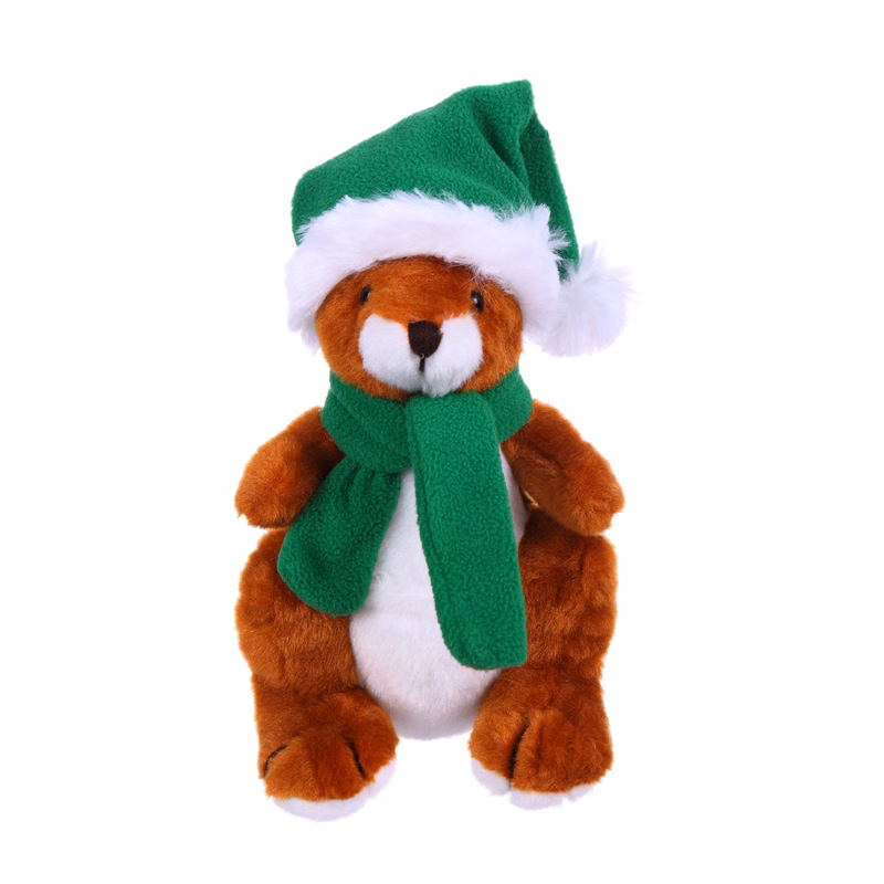 Soft Plush SittingKangaroo with Christmas Hat and Scarf