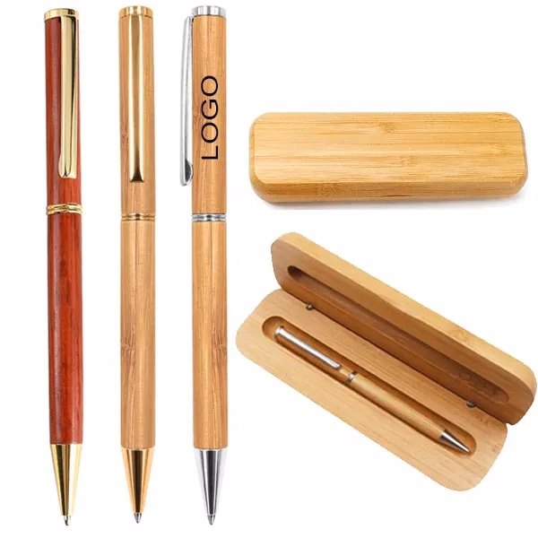 Wooden Slim Twist Pen With Box