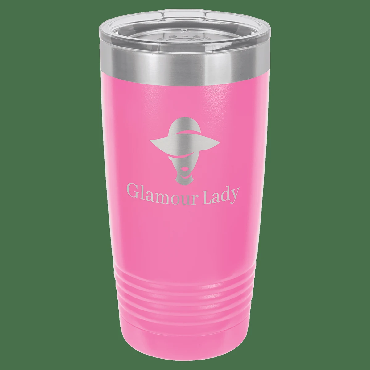 Polar Camel 20 oz. Pink Vacuum Insulated Ringneck Tumbler with Clear Lid 1