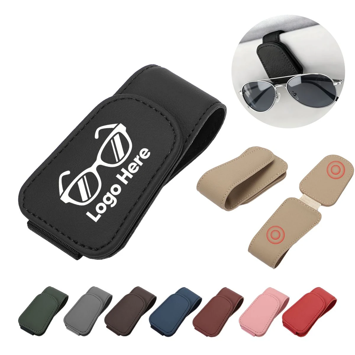 Magnetic Leather Car Glasses Holder 1