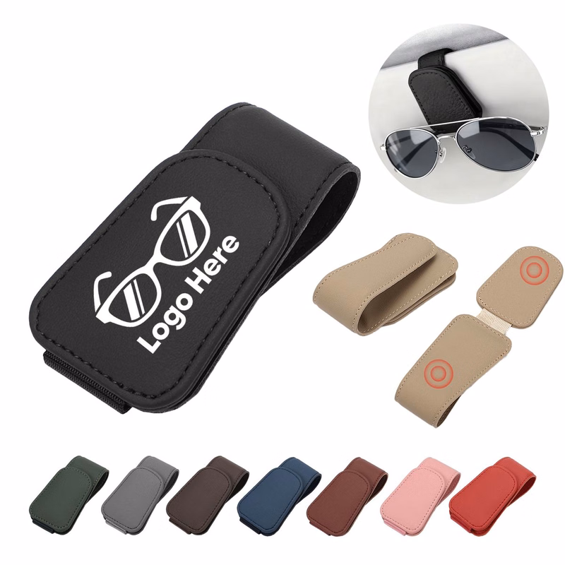 Magnetic Leather Car Glasses Holder