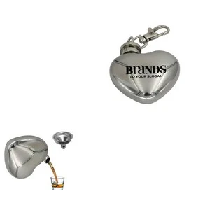 1oz Heart Shape Stainless Steel Flask With Key Chain 1