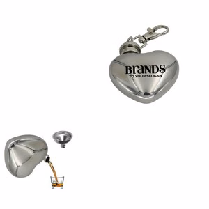 1oz Heart Shape Stainless Steel Flask With Key Chain