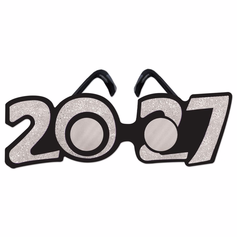 2027 Silver Glittered Plastic Eyeglasses