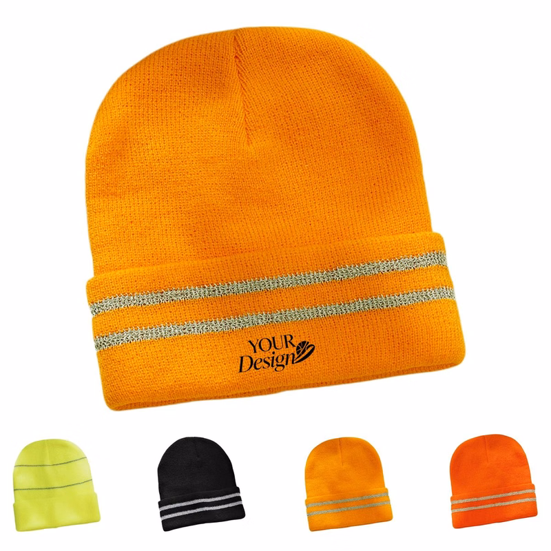 High-Visibility Reflective-Yarn Winter Cuffed Cap