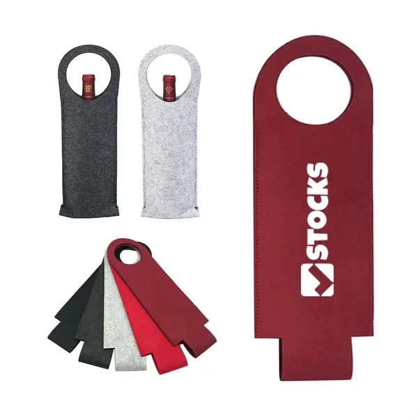 Custom Felt Wine Bottle Carrier Tote Bag — Stylish Beverage Transport for Social Events, custom tote bag with logo imprint 1