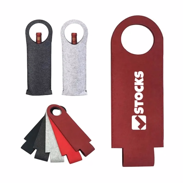 Custom Felt Wine Bottle Carrier Tote Bag — Stylish Beverage Transport for Social Events