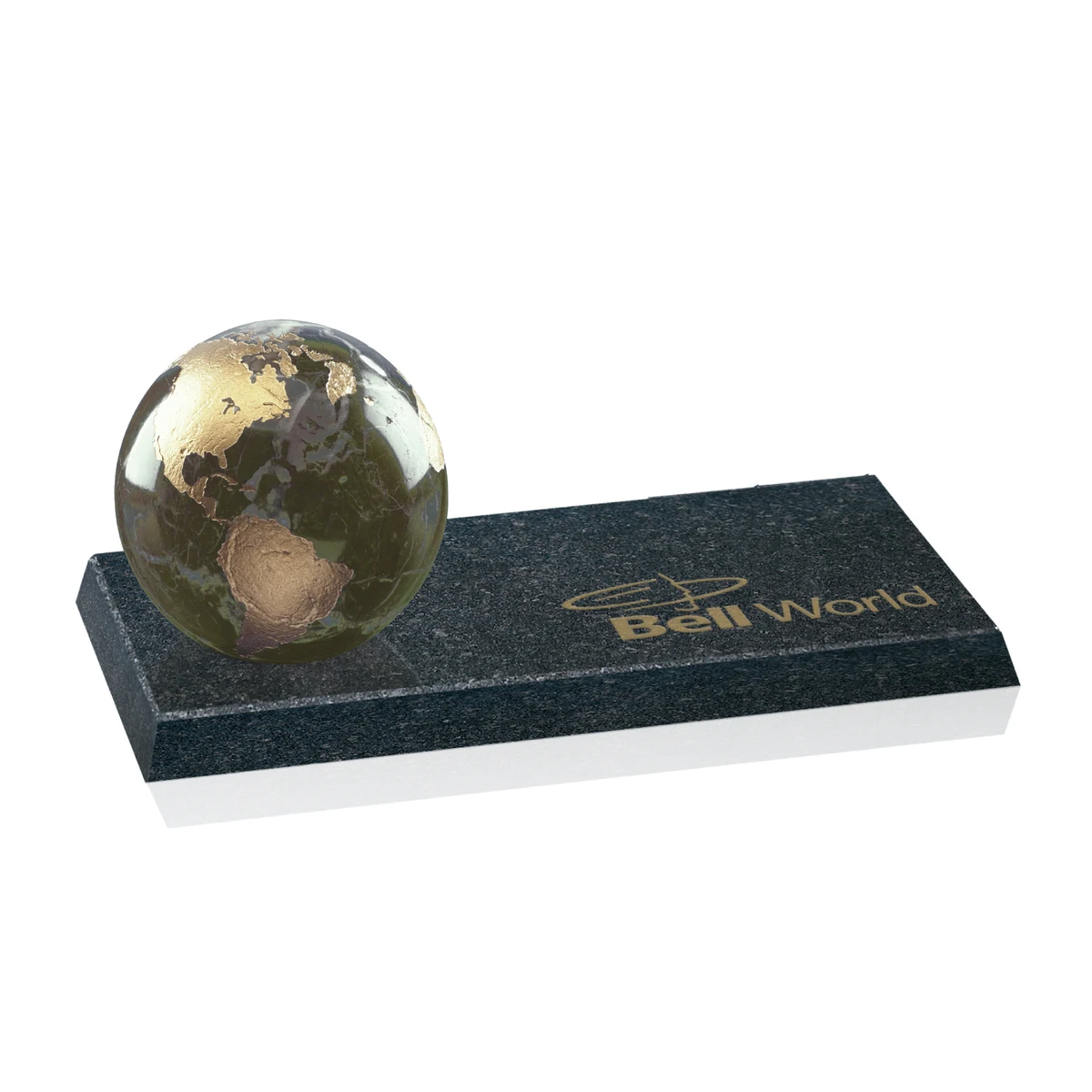 Marble Globe on Granite Base - Green 1