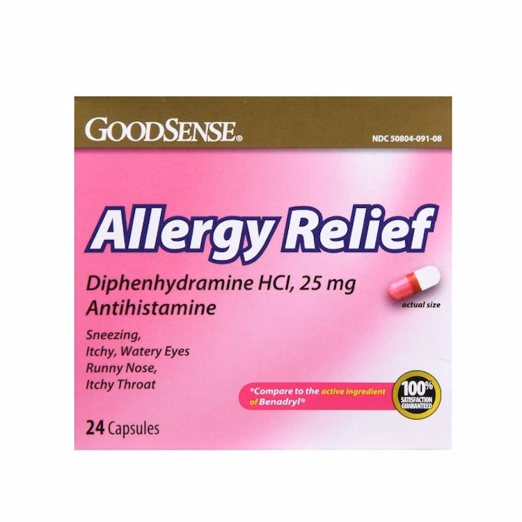 Allergy Relief Capsules - 25 Mg Diphenhydramine HCl 24 Count