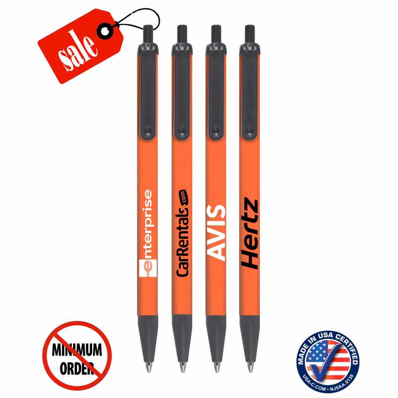 Closeout Certified USA Made - Black Trim - Click-A-Stick Pens with Pocket Clip - 123B