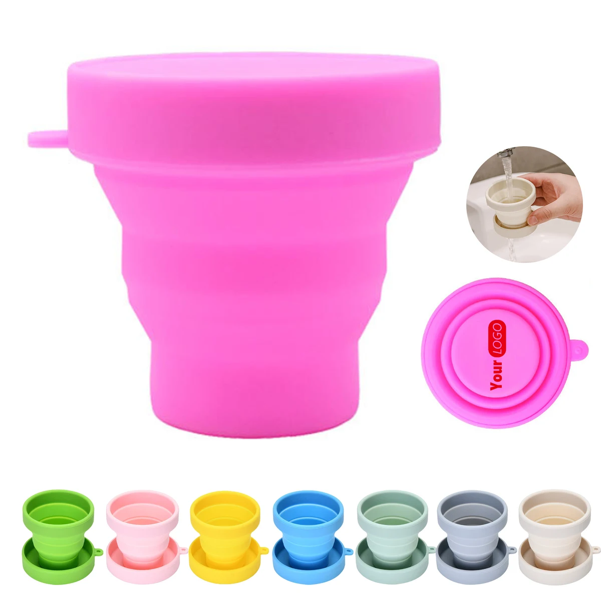 Silicone Foldable Travel Cup With Lid 1