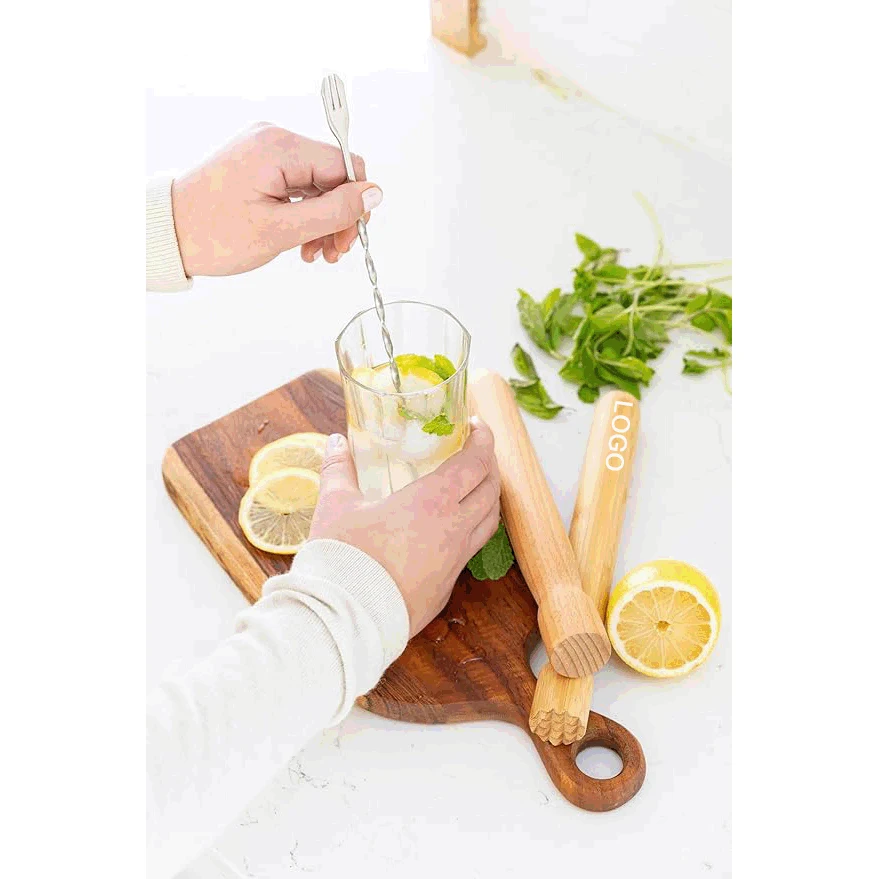 Long Wood Cocktail Mojito Wooden Muddler Bar Tool/ Durable Wood Ice Crusher 1