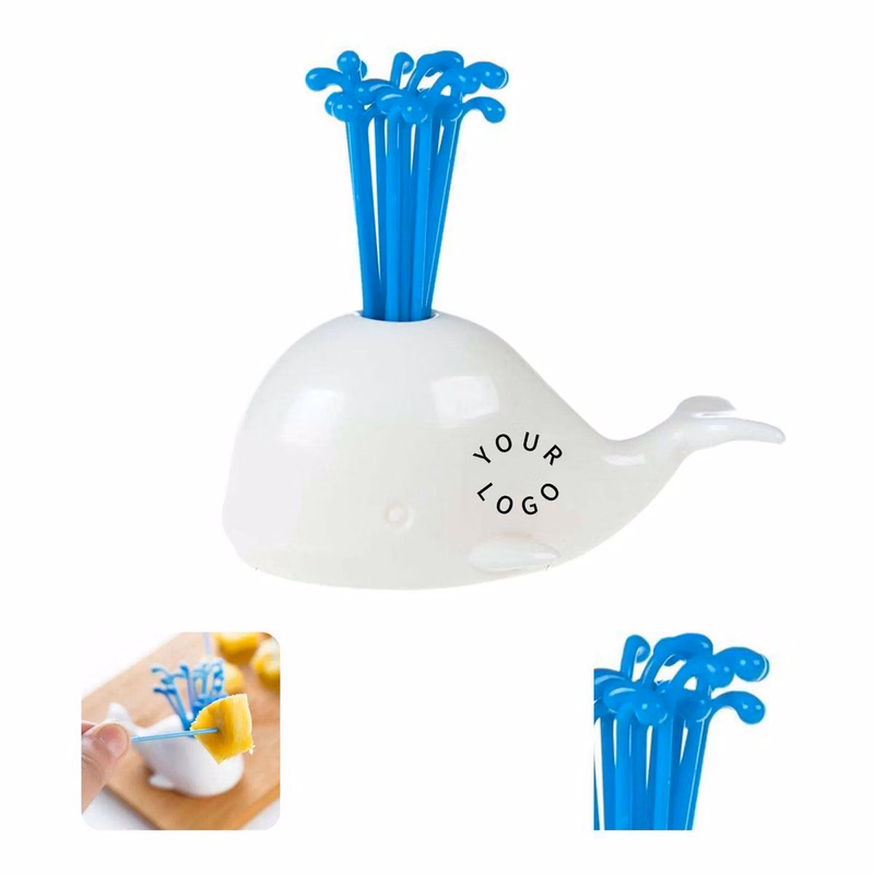 16 Piece Fruit Fork Set with Whale Base