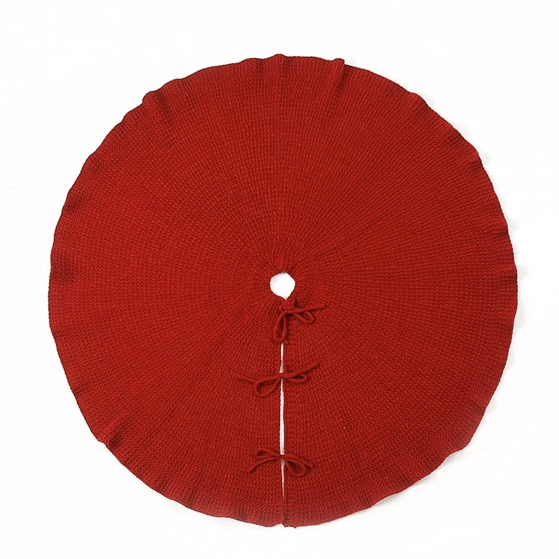 Red Knitted Christmas Tree Skirt