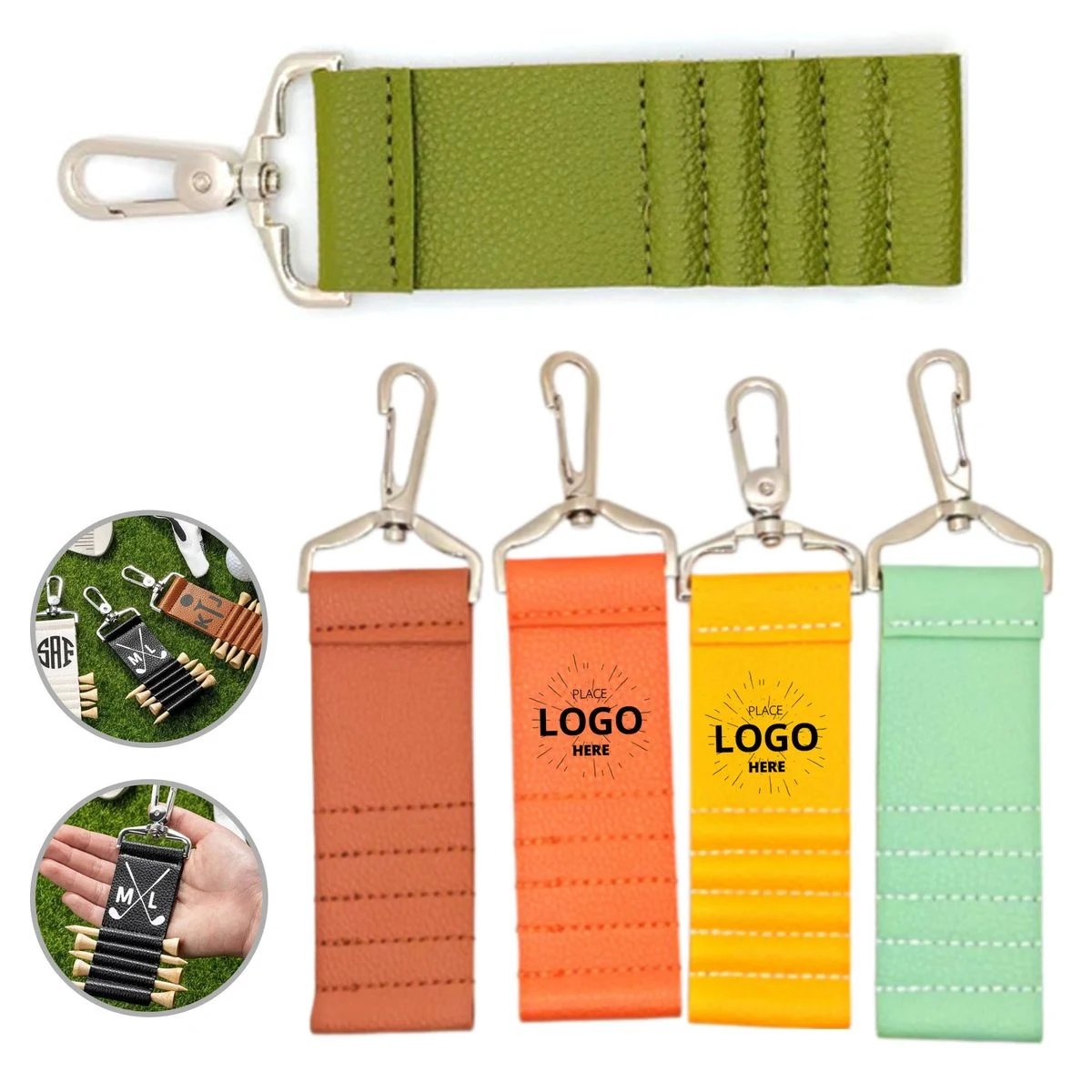 Personalized Leather Golf Tee Holder Keychain 1