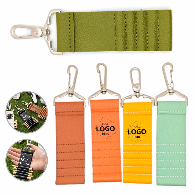 Personalized Leather Golf Tee Holder Keychain