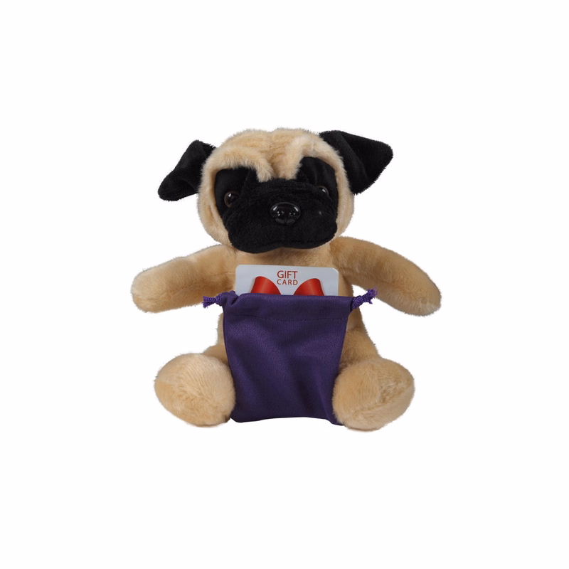 soft plush Pug with gift card sack