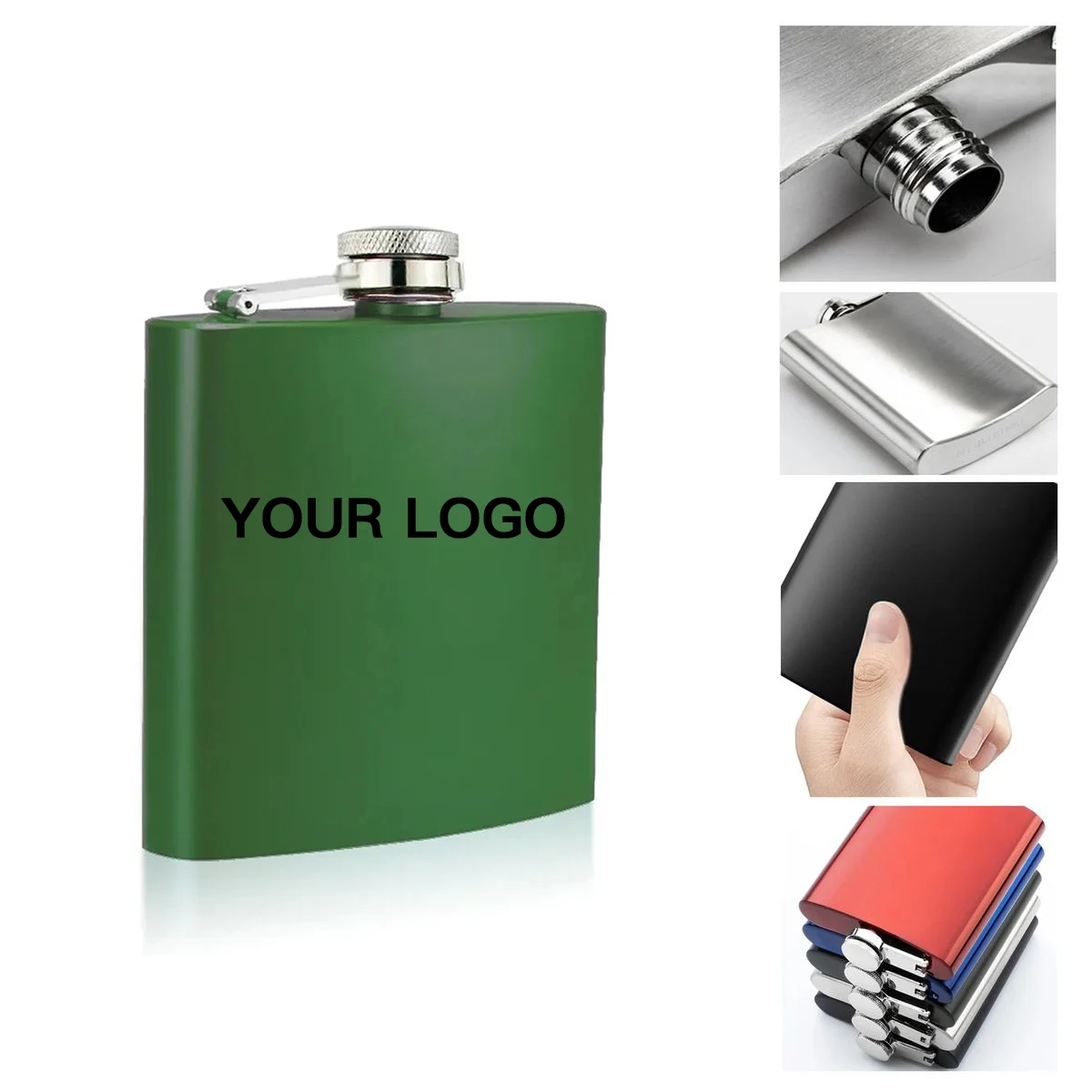 Compact Stainless Steel Flask with Screw Cap, custom water bottle with logo imprint 1