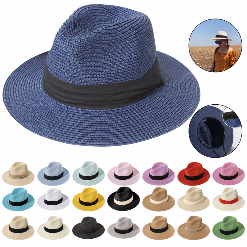 Women Wide Brim Straw Panama Sun Hat