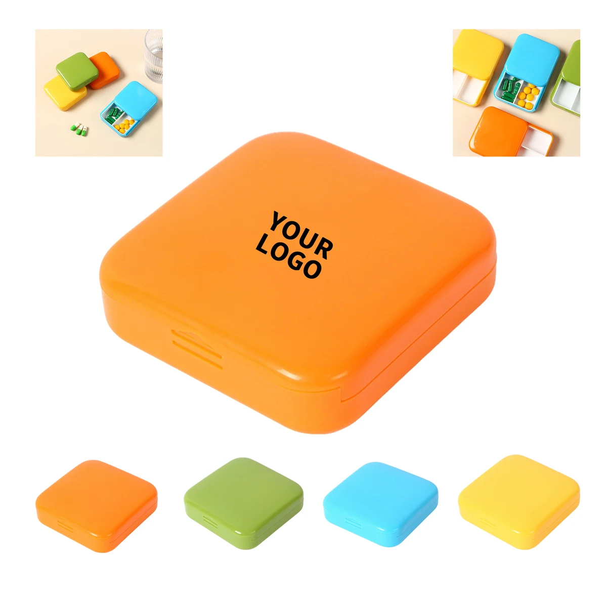 Compact Two Slot Pill Case 2.36" Length X 2.36" Width X 0.71" Height 1