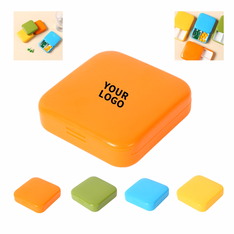 Compact Two Slot Pill Case 2.36" Length X 2.36" Width X 0.71" Height