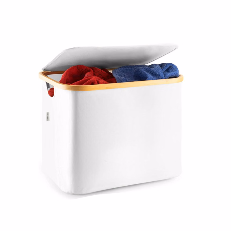 Narrow-Sided Foldable Oxford Fabric Laundry Hamper w/ Lid