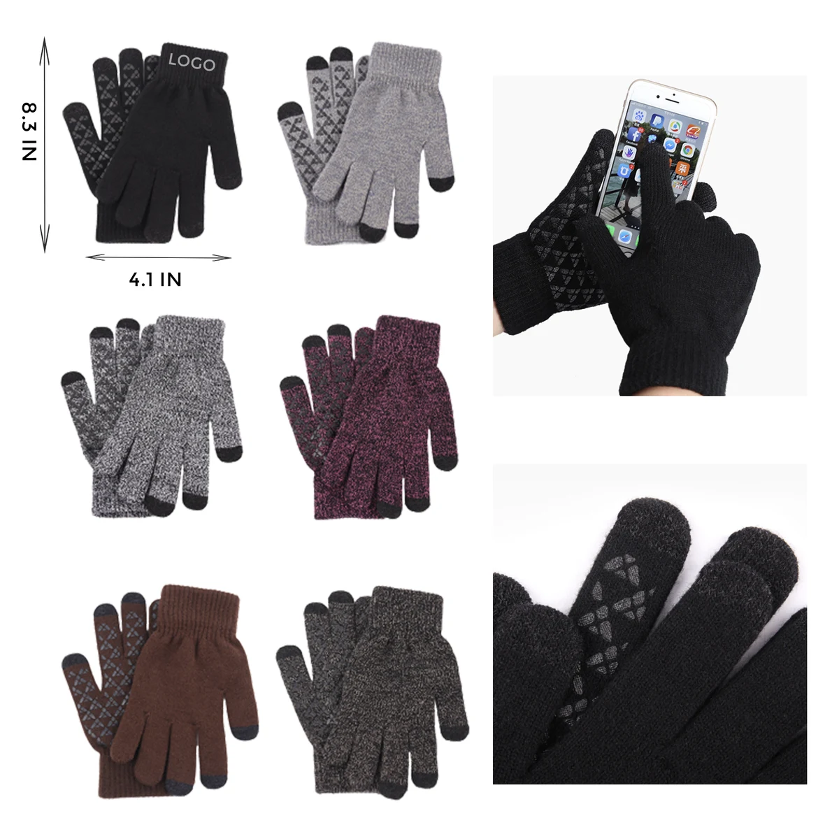 MOQ 10 PCS Versatile Touchscreen Thermal Gloves with Fluff Lining 1