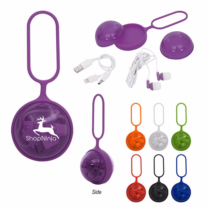 3-In-1 Charging Cable And Earbuds Ball