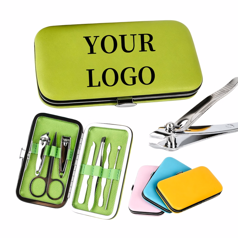 Carbon Steel Manicure Kit 7-Piece Leather Pouch