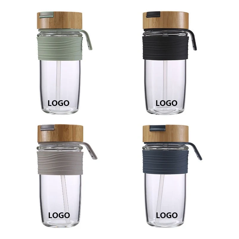 Glass Coffee Mug Cup With Bamboo Lids And Silicone Sleeve 1