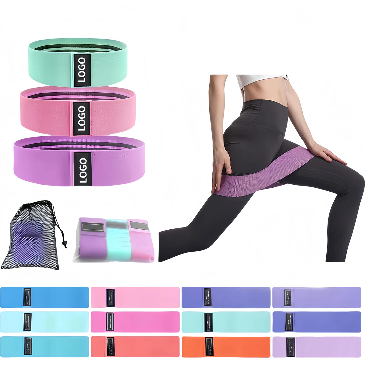 Custom Logo 3-Piece Yoga Resistance Band Set 1