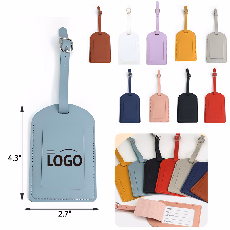 MOQ 50 PCS Stylish PU Leather Luggage Name Tag