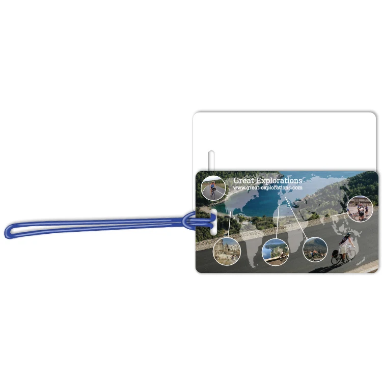 Luggage Tags .020 White Plastic (2.375"x4.25") in Full Colour with 6" Loop 1