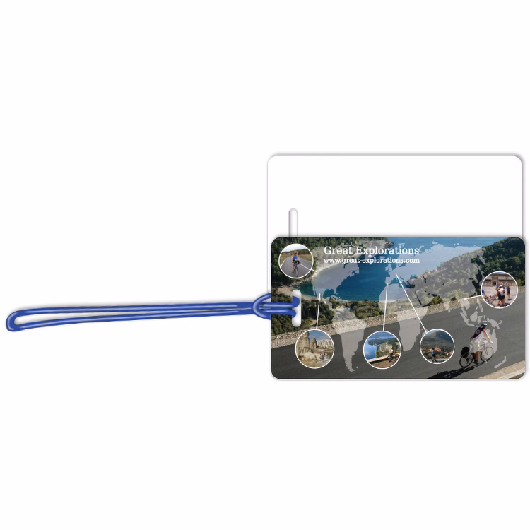 Luggage Tags .020 White Plastic (2.375"x4.25") in Full Colour with 6" Loop