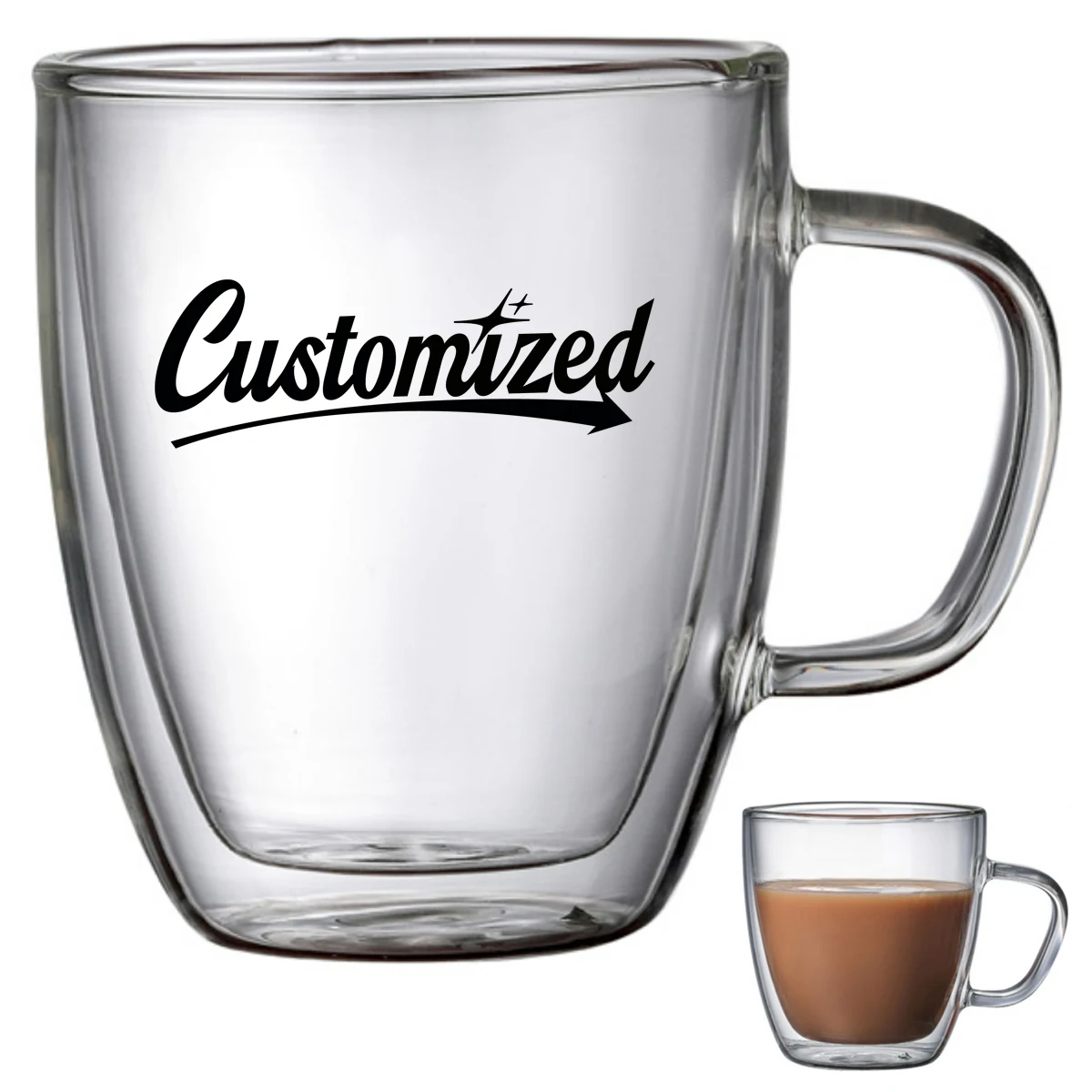 Double Wall Insulated Glass Coffee Mug with Handle 1