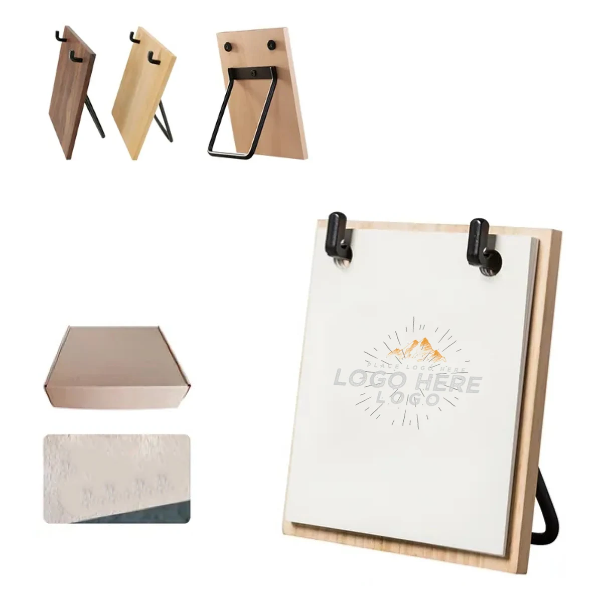 MOQ 500 Personalized 8x6.5 Inch Flip Wooden Desk Calendar For Office 1