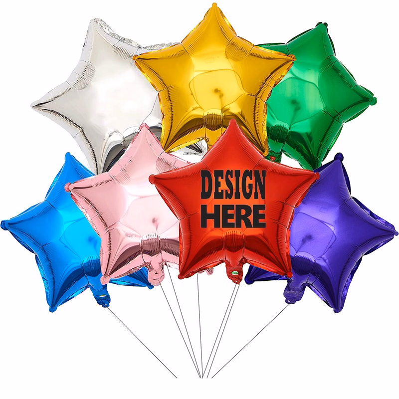 Star Shape Foil Mylar Balloon 1 Color 1 Side MOQ100