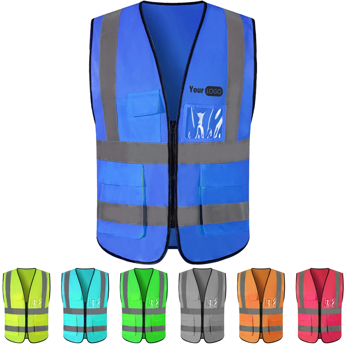 Other Organic Material Customizable Reflective Vest with Pockets 1