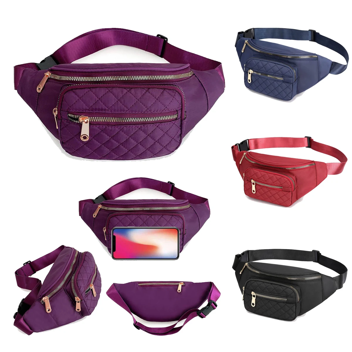 Embroidered Thread Plaid Fanny Pack 1