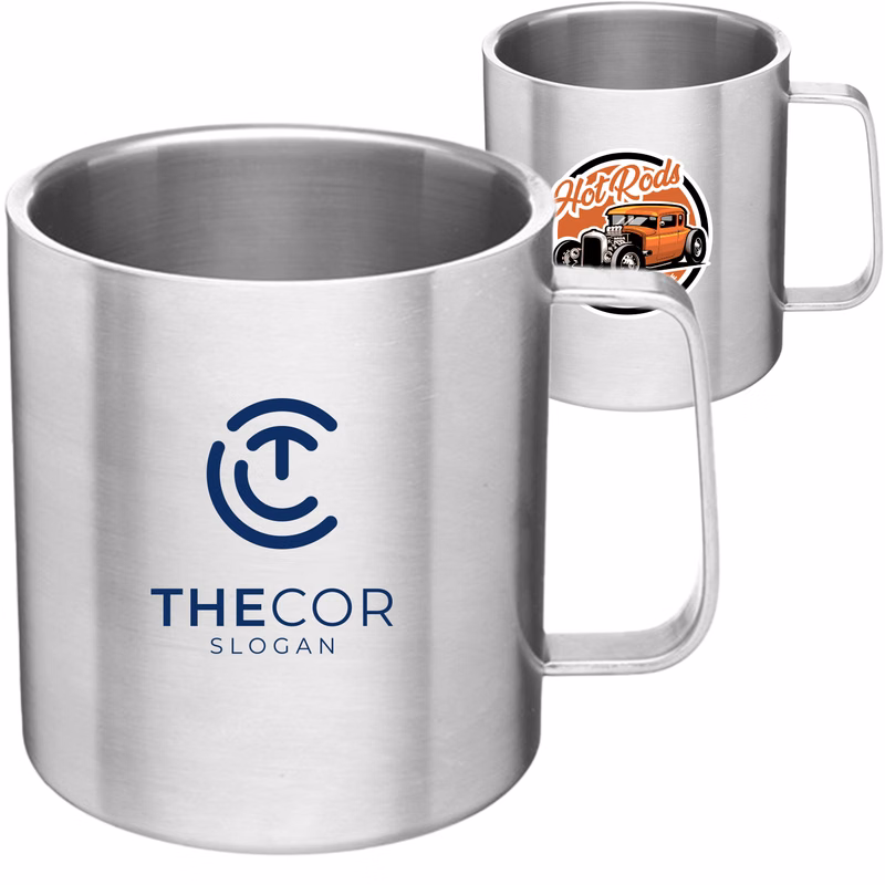 15 oz. Malva Double Wall Stainless Steel Mugs With Handle